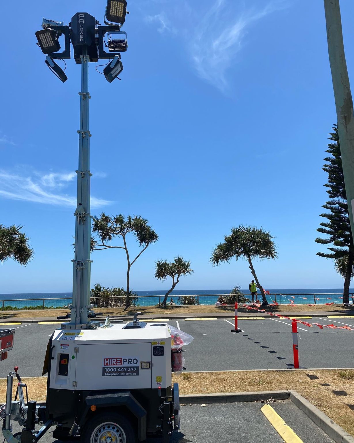 Light tower 4x LED head trailer mounted Hire Pro