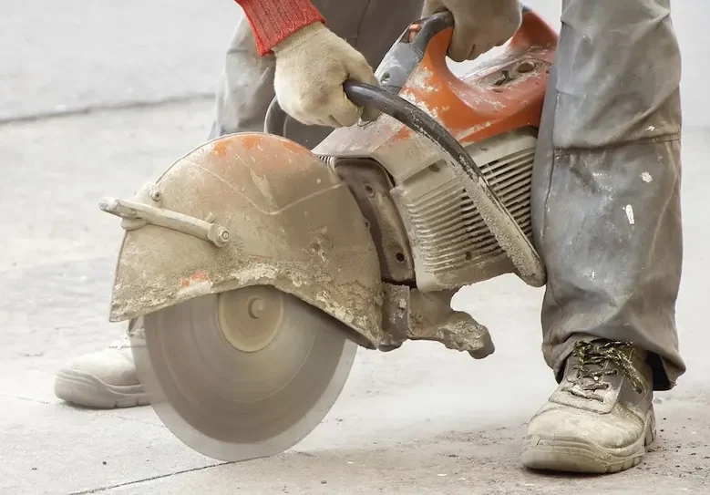 Worker Wearing Gloves Using A Saw — Hire Pro In Mudgeeraba, QLD